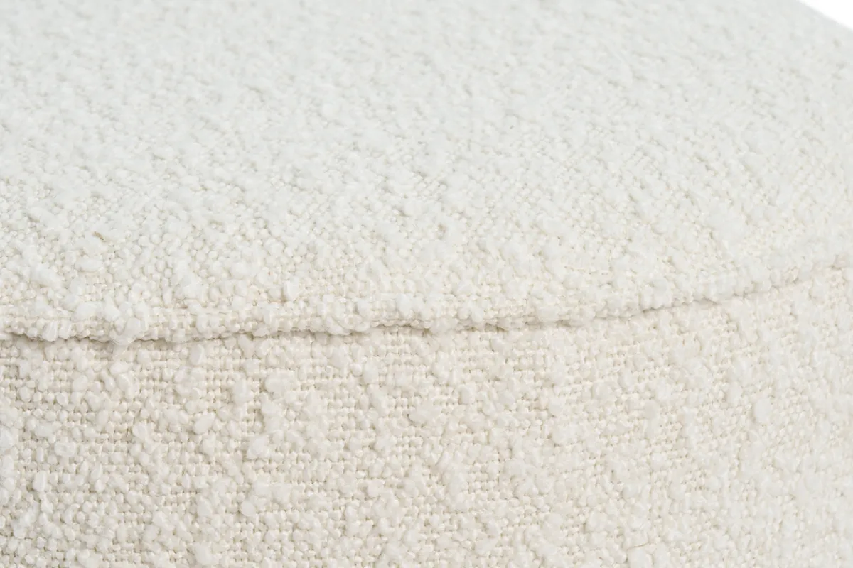 Miliboo Designer-Hocker weißer Stoff aus Bouclé-Wolle D 40cm MERIBEL* Sitzsäcke|Sitzsäcke