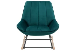 Miliboo Designer-Schaukelstuhl aus petrolblauem Samt BILLIE* Schaukelstühle|Sessel
