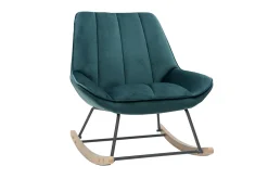Miliboo Designer-Schaukelstuhl aus petrolblauem Samt BILLIE* Schaukelstühle|Sessel