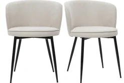 Miliboo Designer-Stühle aus beigem Stoff mit Samteffekt 2er-Set SERIF* Design-stühle