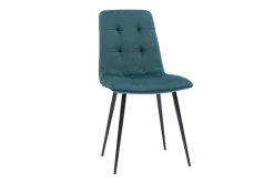 Miliboo Designer-Stühle gepolstert aus petrolblauem Samt und schwarzem Metall 2er-Set ESCAPE* Design-stühle
