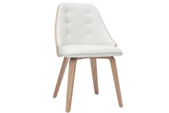 Miliboo Designer-Stuhl aus zwei Materialien weiß und helles Holz FLUFFY* Design-sessel|Design-stühle