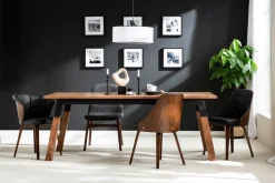 Miliboo Designer-Stuhl in schwarz und dunklem Holz FLUFFY* Design-sessel|Design-stühle