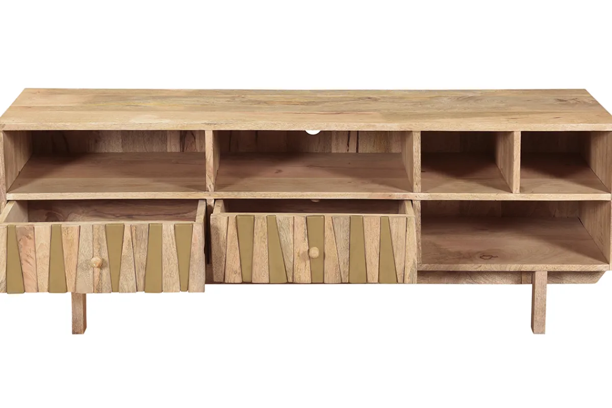 Miliboo Designer-TV-Schrank Mangoholz und Messing ZAIKA* Tv-lowboards