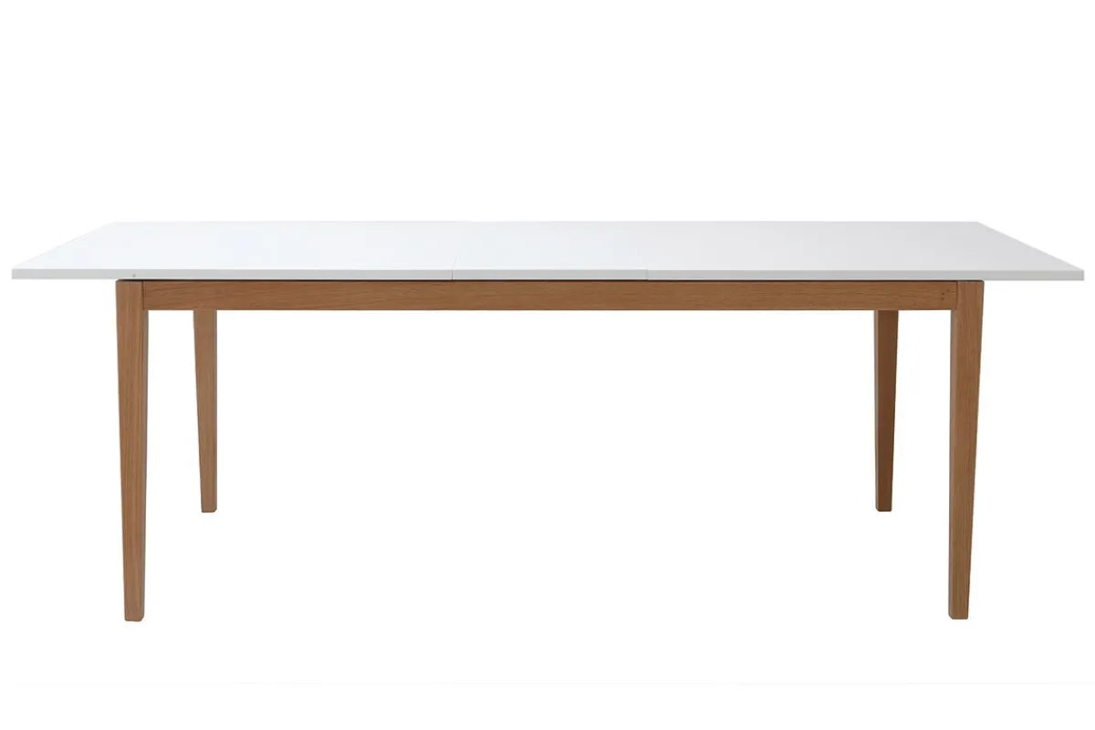 Miliboo Design-Esstisch ausziehbar Weiß Füße Holz L180-260 DELAH* Ausziehtische