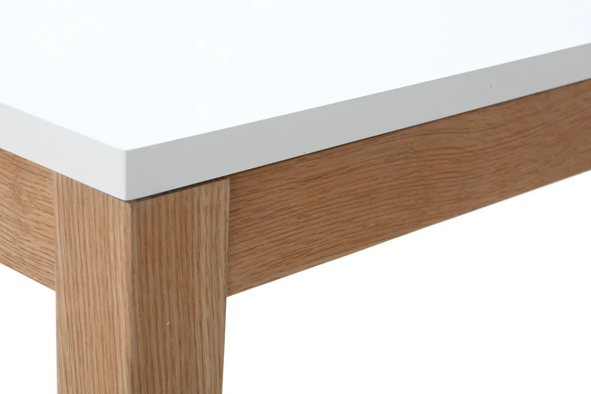 Miliboo Design-Esstisch ausziehbar Weiß Füße Holz L180-260 DELAH* Ausziehtische