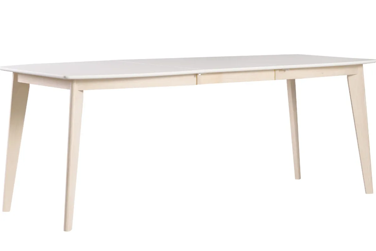 Miliboo Design-Esstisch ausziehbar Weiß und helles Holz L150-200 LEENA* Ausziehtische