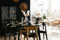 Miliboo Design-Esstisch rund ausziehbar Schwarz L120-150 LEENA* Ausziehtische