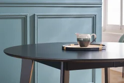 Miliboo Design-Esstisch rund ausziehbar Schwarz L120-150 LEENA* Ausziehtische