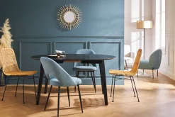 Miliboo Design-Esstisch rund ausziehbar Schwarz L120-150 LEENA* Ausziehtische