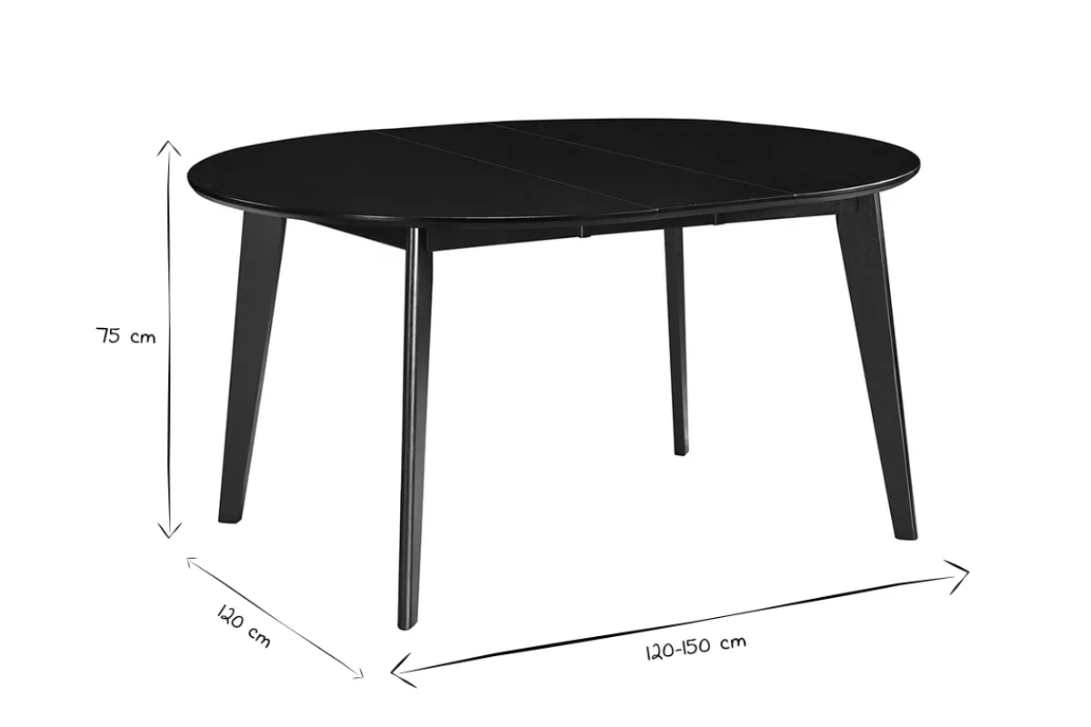 Miliboo Design-Esstisch rund ausziehbar Schwarz L120-150 LEENA* Ausziehtische