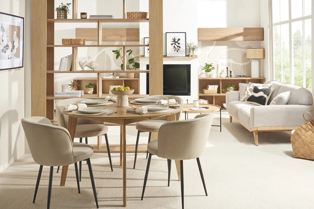 Miliboo Design-Esstisch rund ausziehbar Eiche L120-150 LEENA* Ausziehtische