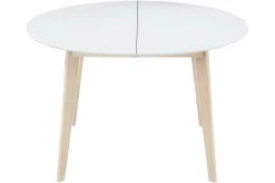 Miliboo Design-Esstisch rund ausziehbar Weiß und Holz L120-150 LEENA* Ausziehtische