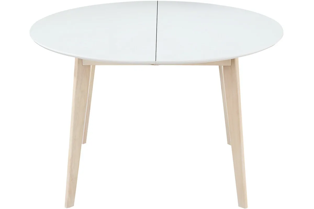 Miliboo Design-Esstisch rund ausziehbar Weiß und Holz L120-150 LEENA* Ausziehtische