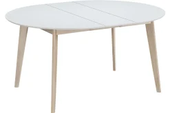 Miliboo Design-Esstisch rund ausziehbar Weiß und Holz L120-150 LEENA* Ausziehtische
