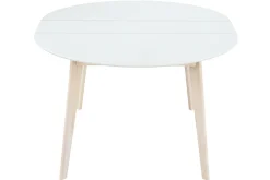 Miliboo Design-Esstisch rund ausziehbar Weiß und Holz L120-150 LEENA* Ausziehtische