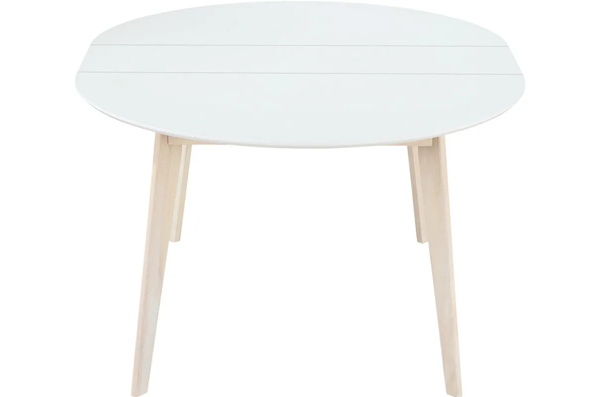 Miliboo Design-Esstisch rund ausziehbar Weiß und Holz L120-150 LEENA* Ausziehtische