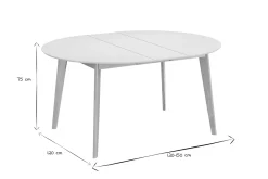 Miliboo Design-Esstisch rund ausziehbar Weiß und Holz L120-150 LEENA* Ausziehtische