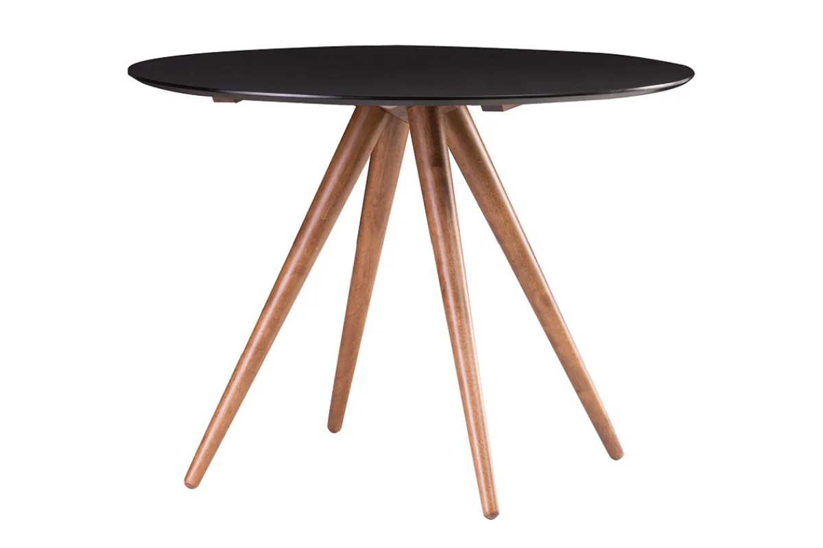Miliboo Design-Esstisch rund Nussbaum und Schwarz D106 WALFORD* Esstische