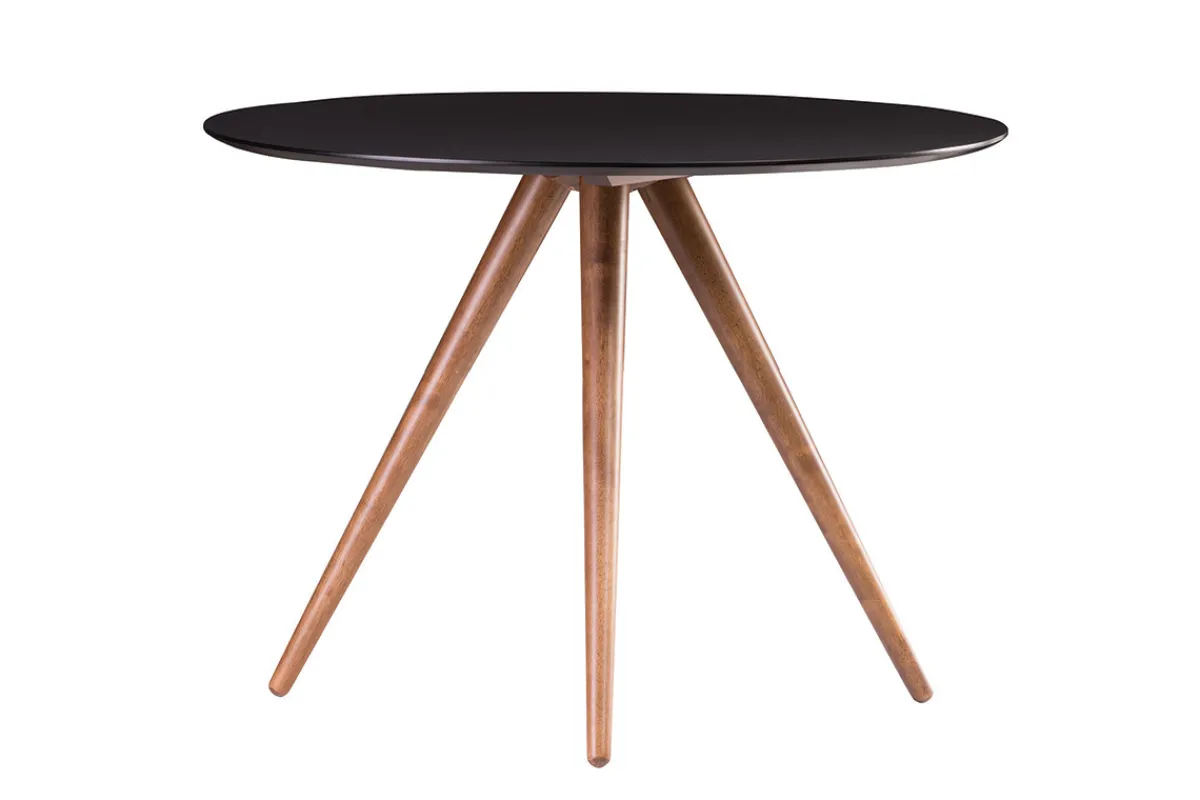 Miliboo Design-Esstisch rund Nussbaum und Schwarz D106 WALFORD* Esstische