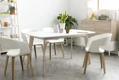 Miliboo Design-Esstisch Weiß und helles Holz L150 LEENA* Esstische