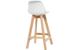 Miliboo Design-Hocker Weiß und Holz 65 cm 2er-Set MINI PAULINE* Barhocker