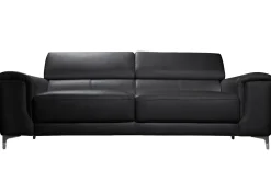 Miliboo Design-Ledersofa 3 Plätze mit Kopfstück zur Entspannung Schwarz NEVADA - Büffelleder* Ledersofas