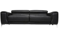 Miliboo Design-Ledersofa 3 Plätze mit Kopfstück zur Entspannung Schwarz NEVADA - Büffelleder* Ledersofas