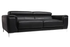 Miliboo Design-Ledersofa 3 Plätze mit Kopfstück zur Entspannung Schwarz NEVADA - Büffelleder* Ledersofas