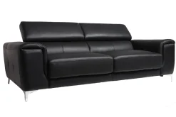 Miliboo Design-Ledersofa 3 Plätze mit Kopfstück zur Entspannung Schwarz NEVADA - Büffelleder* Ledersofas