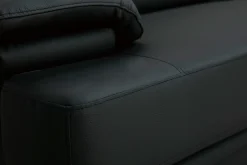 Miliboo Design-Ledersofa drei Plätze verstellbares Kopfstück Schwarz EWING - Büffelleder* Ledersofas