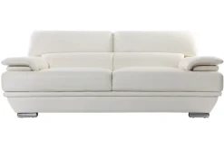 Miliboo Design-Ledersofa drei Plätze verstellbares Kopfstück Weiß EWING - Büffelleder* Ledersofas