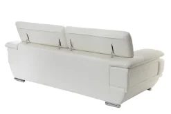 Miliboo Design-Ledersofa drei Plätze verstellbares Kopfstück Weiß EWING - Büffelleder* Ledersofas