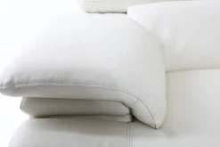 Miliboo Design-Ledersofa drei Plätze verstellbares Kopfstück Weiß EWING - Büffelleder* Ledersofas