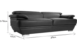 Miliboo Design-Ledersofa drei Plätze verstellbares Kopfstück Weiß EWING - Büffelleder* Ledersofas