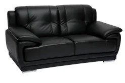 Miliboo Design-Ledersofa schwarz zwei Plätze Büffelleder TAMARA* Ledersofas
