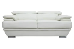 Miliboo Design-Ledersofa zwei Plätze verstellbares Kopfstück Weiß EWING - Büffelleder* Ledersofas