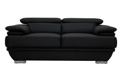 Miliboo Design-Ledersofa zwei Plätze verstellbares Kopfstück Schwarz EWING - Büffelleder* Ledersofas