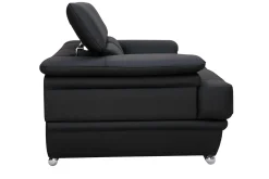 Miliboo Design-Ledersofa zwei Plätze verstellbares Kopfstück Schwarz EWING - Büffelleder* Ledersofas