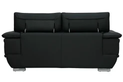 Miliboo Design-Ledersofa zwei Plätze verstellbares Kopfstück Schwarz EWING - Büffelleder* Ledersofas