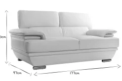 Miliboo Design-Ledersofa zwei Plätze verstellbares Kopfstück Schwarz EWING - Büffelleder* Ledersofas