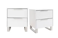 Miliboo Design-Nachttische weiß lackiert mit verchromtem Metall B45 cm (2er-Set) HALIFAX* Nachttische