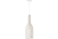 Miliboo Design-Pendelleuchte in weißer Rattan-Optik Durchmesser 19 cm PHILAE* Pendelleuchten|Pendelleuchten