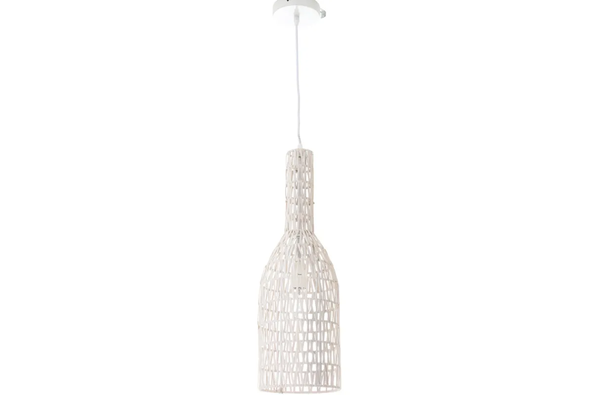 Miliboo Design-Pendelleuchte in weißer Rattan-Optik Durchmesser 19 cm PHILAE* Pendelleuchten|Pendelleuchten