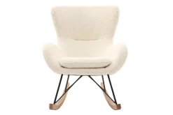 Miliboo Design-Schaukelstuhl Lammfell-Optik weiß ESKUA* Design-sessel|Schaukelstühle