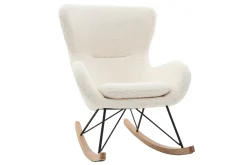 Miliboo Design-Schaukelstuhl Lammfell-Optik weiß ESKUA* Design-sessel|Schaukelstühle