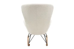 Miliboo Design-Schaukelstuhl Lammfell-Optik weiß ESKUA* Design-sessel|Schaukelstühle