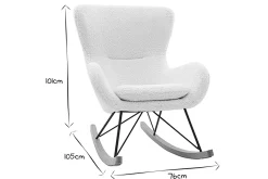 Miliboo Design-Schaukelstuhl Lammfell-Optik weiß ESKUA* Design-sessel|Schaukelstühle