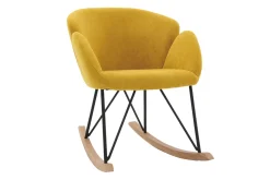 Miliboo Design-Schaukelstuhl Samteffekt Senfgelb RHAPSODY* Design-sessel|Schaukelstühle
