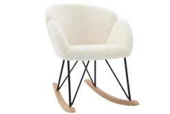 Miliboo Design-Schaukelstuhl Stoff Schaffell Weiß RHAPSODY* Design-sessel|Schaukelstühle